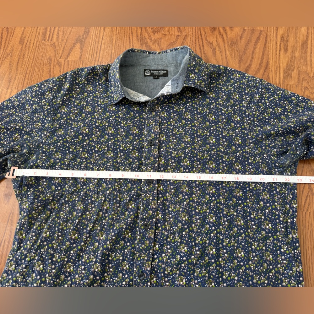 Sahara Club Casual Button Down Short Sleeve Shirt Navy Florals Size Men’s Large - Picture 10 of 11